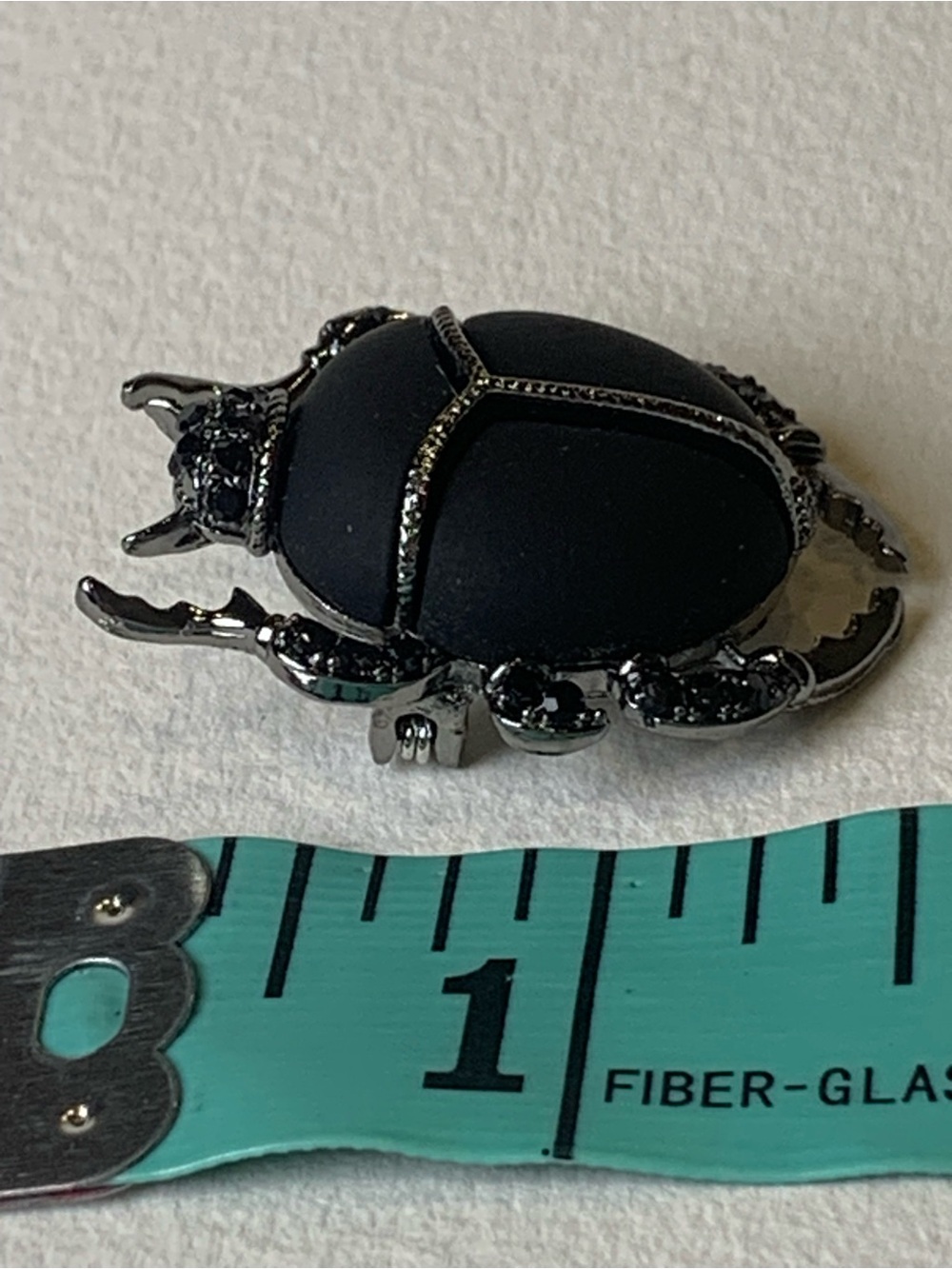 Matte Black Scarab Beetle Brooch Gunmetal - Picture 2 of 5